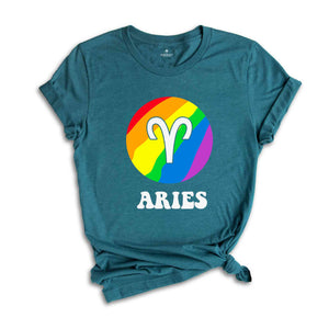 Aries LGBT Shirt, Zodiac Sign Shirt, Aries Birthday Shirt, LGBTQ Pride Shirt, Pride Month Shirt, Rainbow Shirt, Zodiac Tshirt