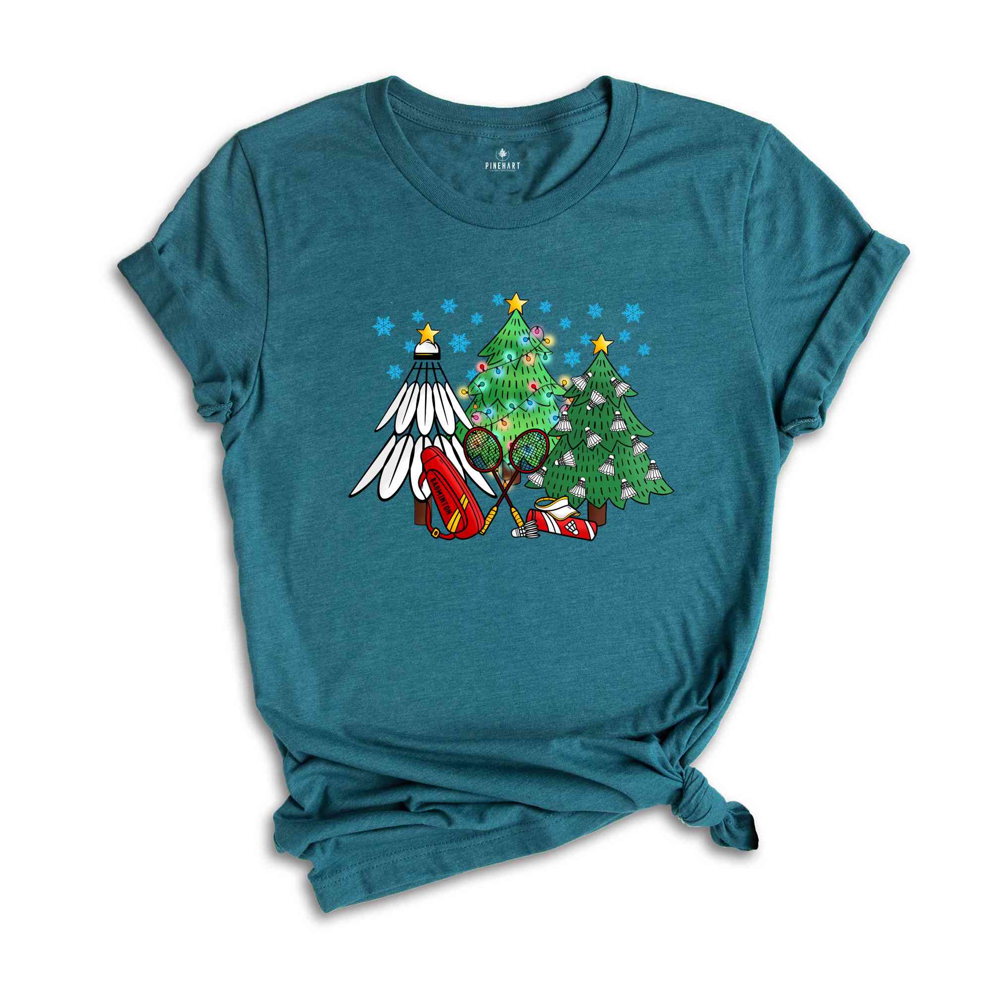 Christmas Badminton Tree T-Shirt, Sport Lover Tee, Badminton Lover Gift, Badminton Coach Shirt, Funny Badminton Shirt, Christmas Gift