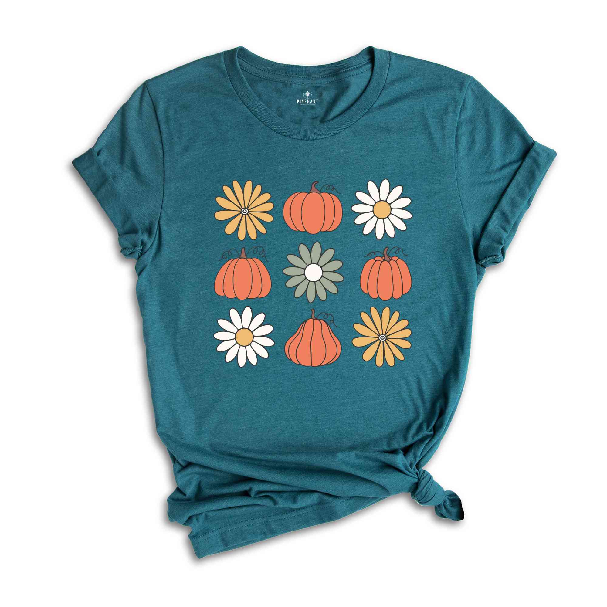 Pumpkins Flowers Halloween Shirt, Vintage Floral Pumpkins Shirt, Retro Pumpkin Shirt, Fall Shirt, Halloween Shirt, Retro Halloween Shirt