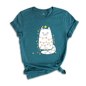 Christmas Lights Cat Shirt, Cute Cat Christmas Shirt, Christmas Cat Shirt, Cat Mom Christmas Shirt, Funny Christmas Shirt, Cat Lover Shirt