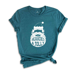 Bearded & Jolly Shirt, Santa Beard Shirt, Funny Christmas Shirt, Santa Claus Shirt, Cute Christmas Shirt, Holiday Season Shirt