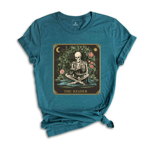 The Reader Tarot Card Shirt, Skeleton Reading Shirt, Tarot Card Shirt, Book Lover Gift, Bookish Gift,Tarot Lover Gift