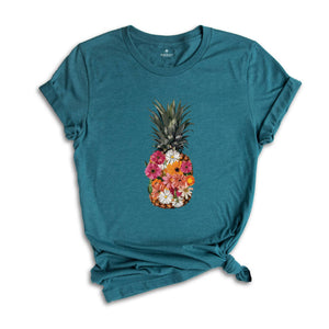 Pineapple Flower Shirt, Cute Hawaii Shirt, Flower Shirt, Aloha Beaches Shirt, Travel Shirt, Matching Family Vacation Shirt