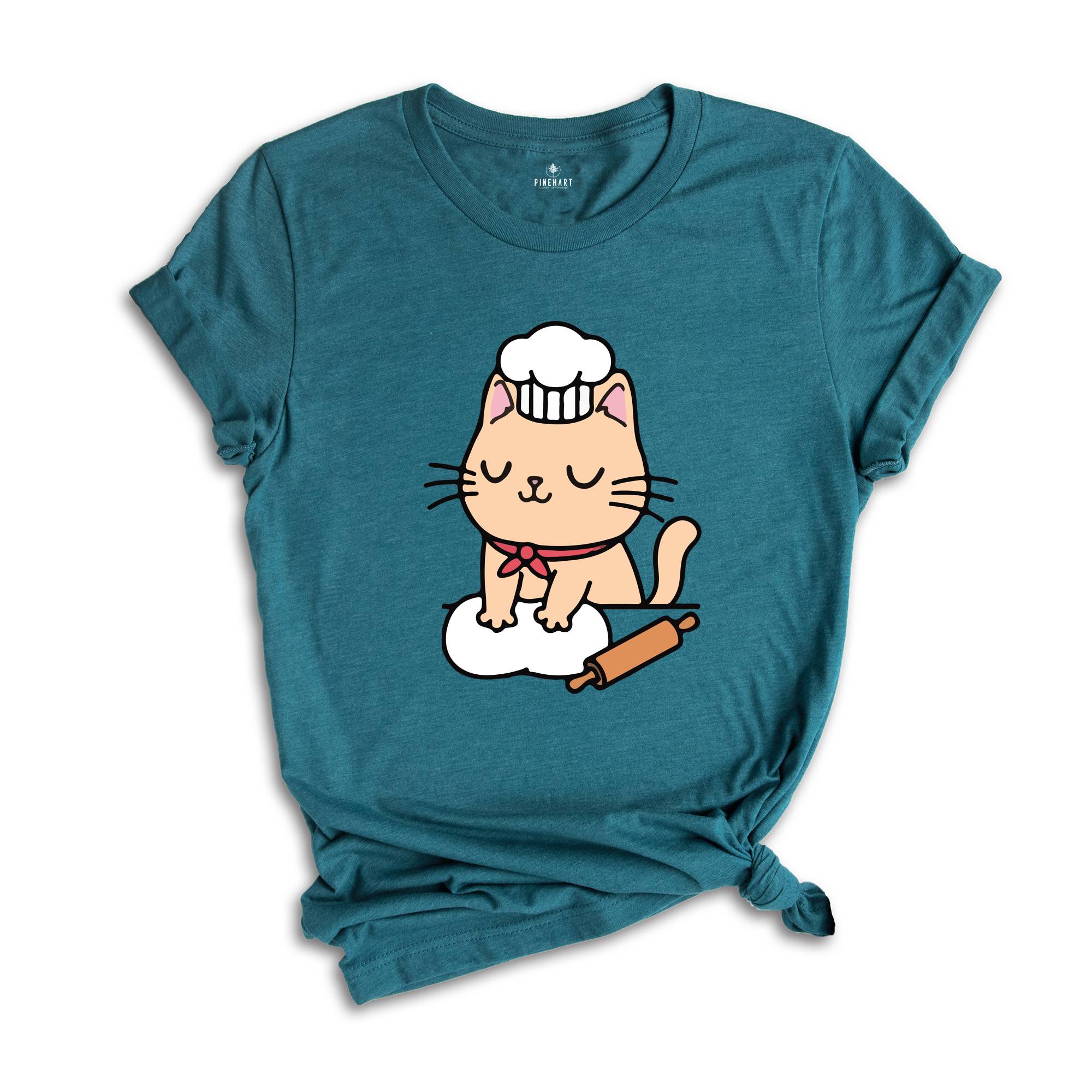 Chef Cat Shirt, Cat T-Shirt, Funny Cat Making Biscuit Shirt, Kitty T-Shirt, Baking Cat Shirt, Cat Mom T-Shirt, Cat Lover Shirts, Baker Shirt