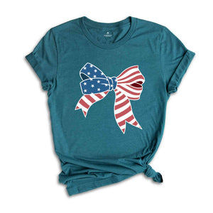 4th Of July Bow Shirt, 4th Of July Shirt, American Flag Bow, Bow Shirt, USA Shirt, America Shirt, Patriotic Gifts