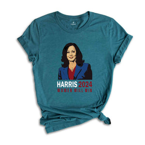 Kamala Harris Shirt, Harris 2024 Shirt, Madam President T-Shirt, Women Will Win T-Shirt, Kamala For The People T-Shirt