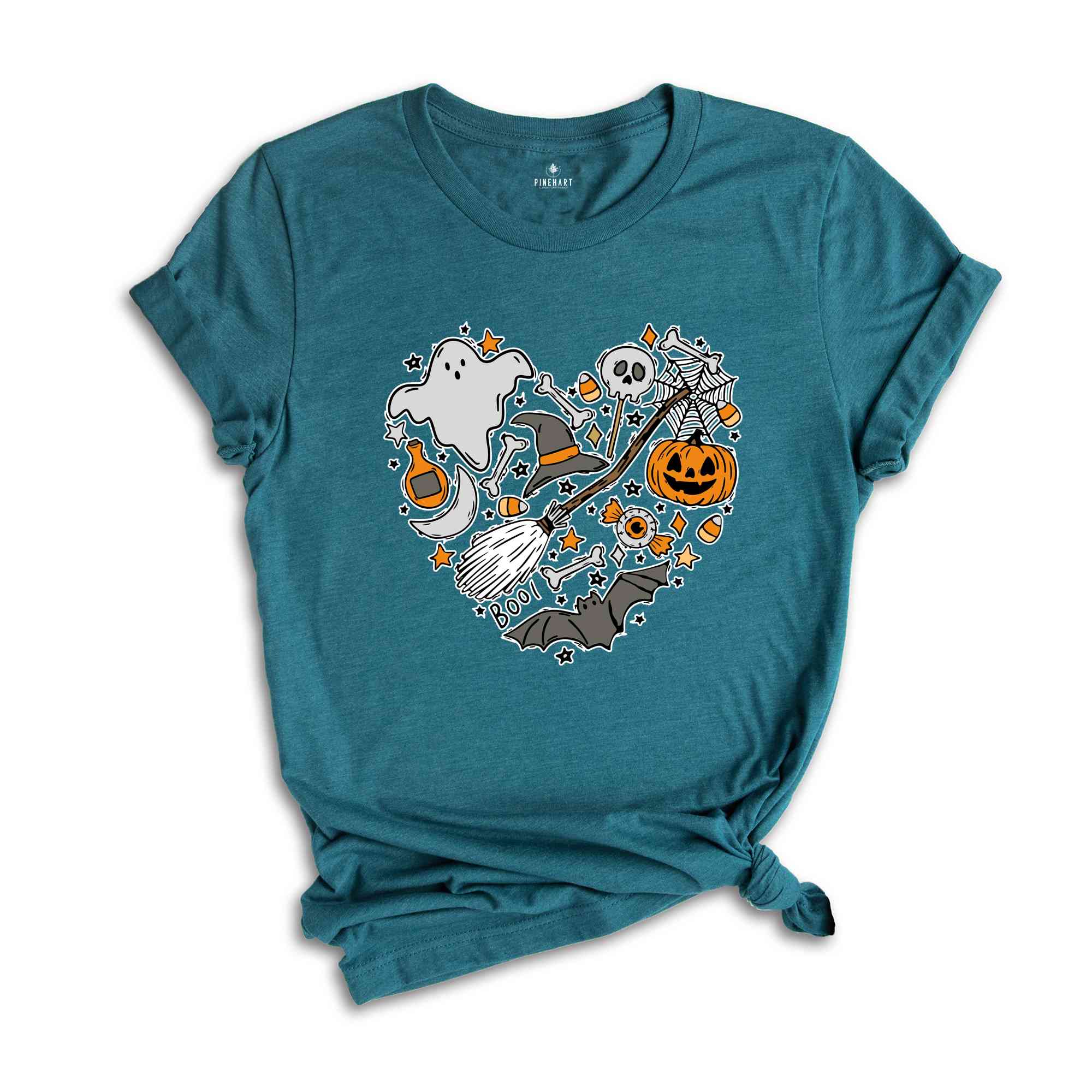 Halloween Doodles Hearth Shirt, Witch Hat T-Shirt, Halloween Moms Shirt, Spooky Season Shirt, Scary Pumpkin Shirt, Love halloween Tee