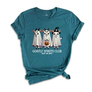 Goatly Spirits Club Bleat And Greet Shirt, Halloween Ghost T-Shirt, Goats Shirt, Ghost Goats Tee, Goat Lover Shirt, Happy Halloween Tee