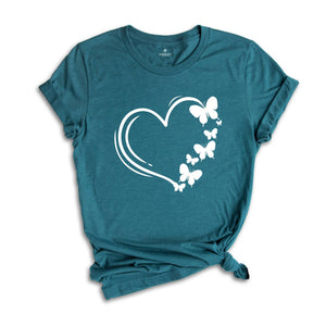 Heart Butterflies Shirt, Heart Shirt, Butterfly Shirt, Summer Valentine's Day Shirt, Valentine's Day Shirt, Valentine Shirt, Love Shirt