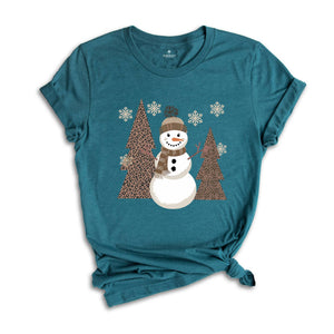 Leopard Christmas Snowman Shirt, Winter Cozy Shirt, Leopard Snowman Shirt, Christmas Shirt, Holiday Shirt, Christmas Mom Shirt