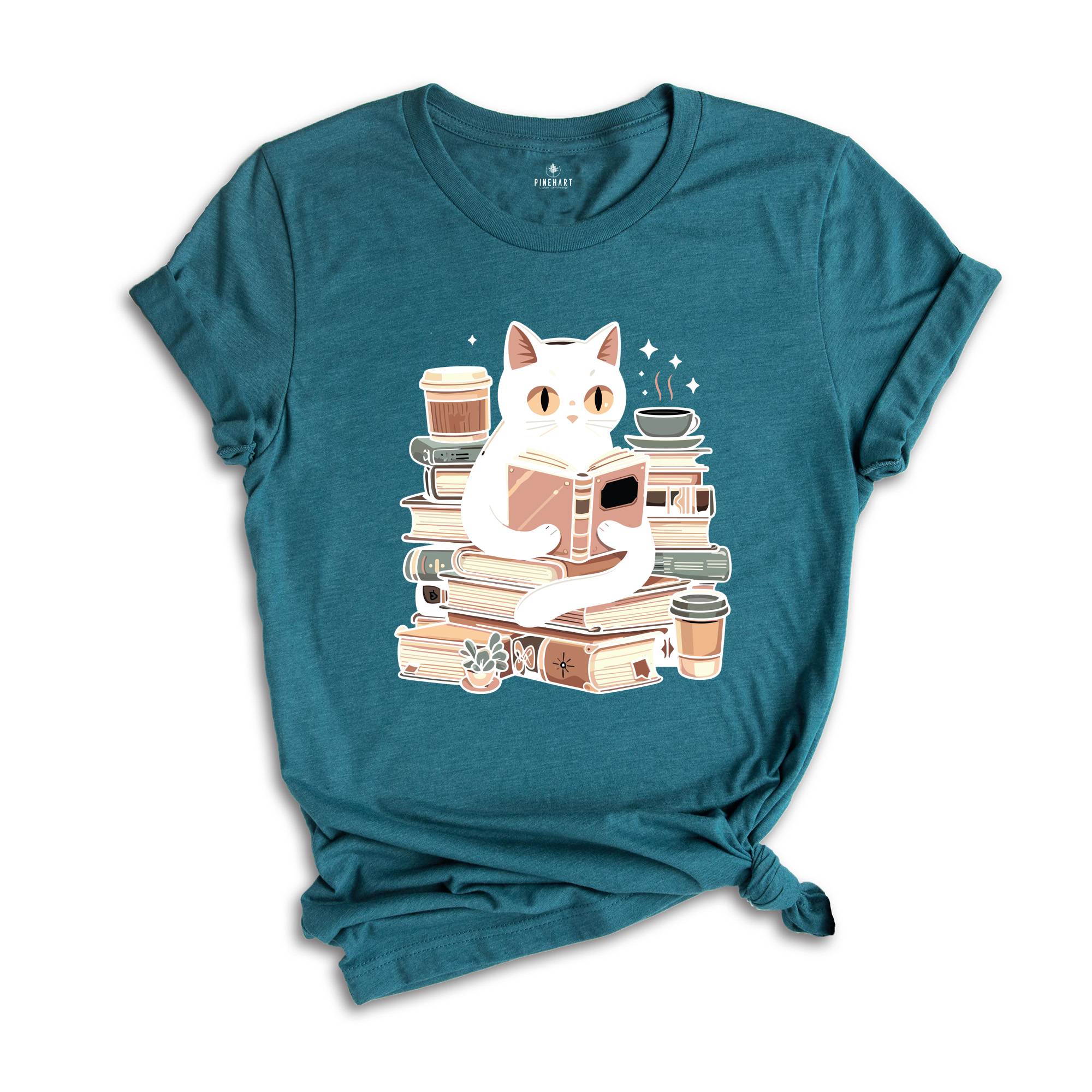 Cats Books Shirt, Cat Shirt, Black Cat Shirt, Cool Cat Shirt, Cat Lover Shirt, Retro Cat Shirt, Teacher Cat Shirt, Books Lover Shirt