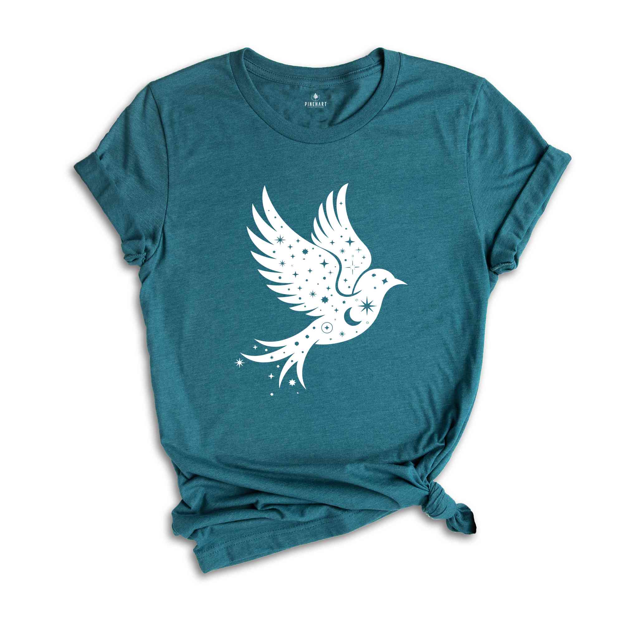 Celestial Bird Shirt, Flying Bird Shirt, Night Sky Moon Stars Shirt, Bird Lover Shirt, Cute Bird Shirt, Nature Shirt, Night Sky Shirt