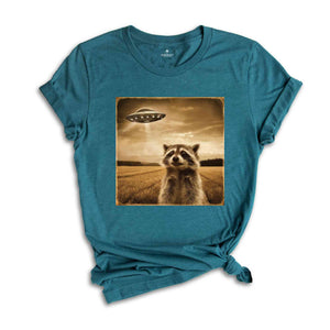 Raccoon Ufo Funny T Shirt, Retro Alien Shirt, Cool Vintage Style Raccon Shirt, Meme T Shirt,Raccon Lovers Gift