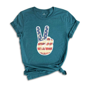 America Peace T-Shirt, America Shirt, Patriotic Shirt, Peace Sign Tee, 4th Of July Celebrations Shirt, Independence Day Shirt