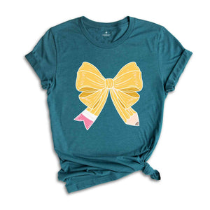 Coquette Teacher T-Shirt, Coquette Pencil Bow T-Shirt, Back to School Tee, Teacher Appreciation Gift, Gifts For Teachers