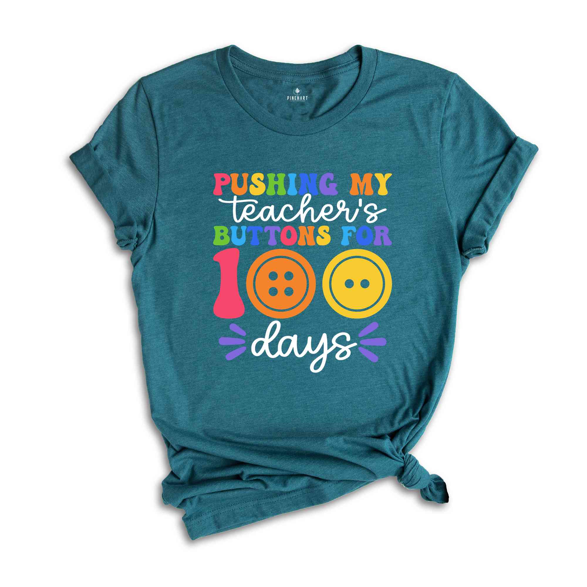 Pushing My Teacher's Buttons for 100 Days Shirt, 100 Days of School Tee, ökm, Teacher Life Shirt, Button Kids School Shirt