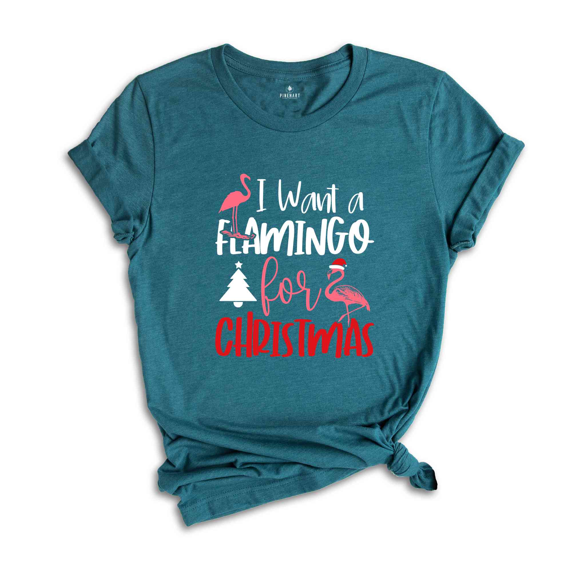 I Want a Flamingo for Christmas T-Shirt, Christmas Tree Tee, Christmas Family Tee, Funny Christmas Shirt, Christmas Gift