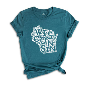 Wisconsin State Shirt, Wisconsin State Map Shirt, Wisconsin Travel Gifts, Wisconsin Clothing, Wisconsin Apparel