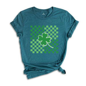 St Patricks Day Shirt, Clover Shirt, Retro Checkered St Patrick Shirt, St Patricks Clover Shirt, Shamrock Shirt, Gift For St Patricks