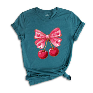 Coquette Valentine Heart Shirt, Valentine Day Shirt, Valentine Bow Shirt, Cherry Coquette core Shirt, Pink Valentine Day Shirt