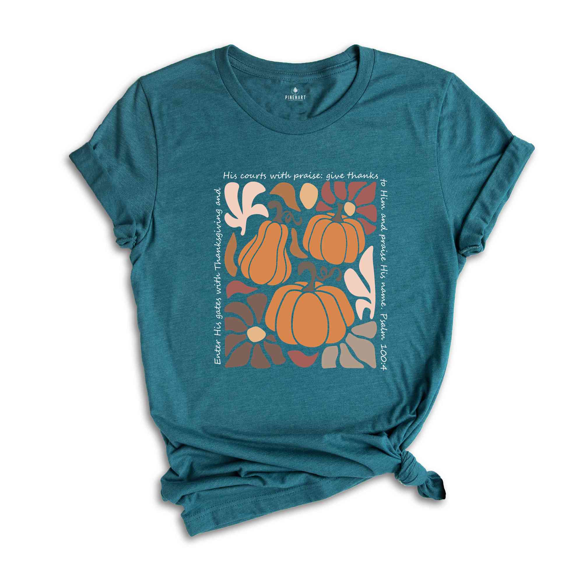 Floral Pumpkin Thanksgiving Shirt, Gift For Christians, Bible Verse Thanksgiving Shirt, Boho Christian Shirt, Autumn Season Tee