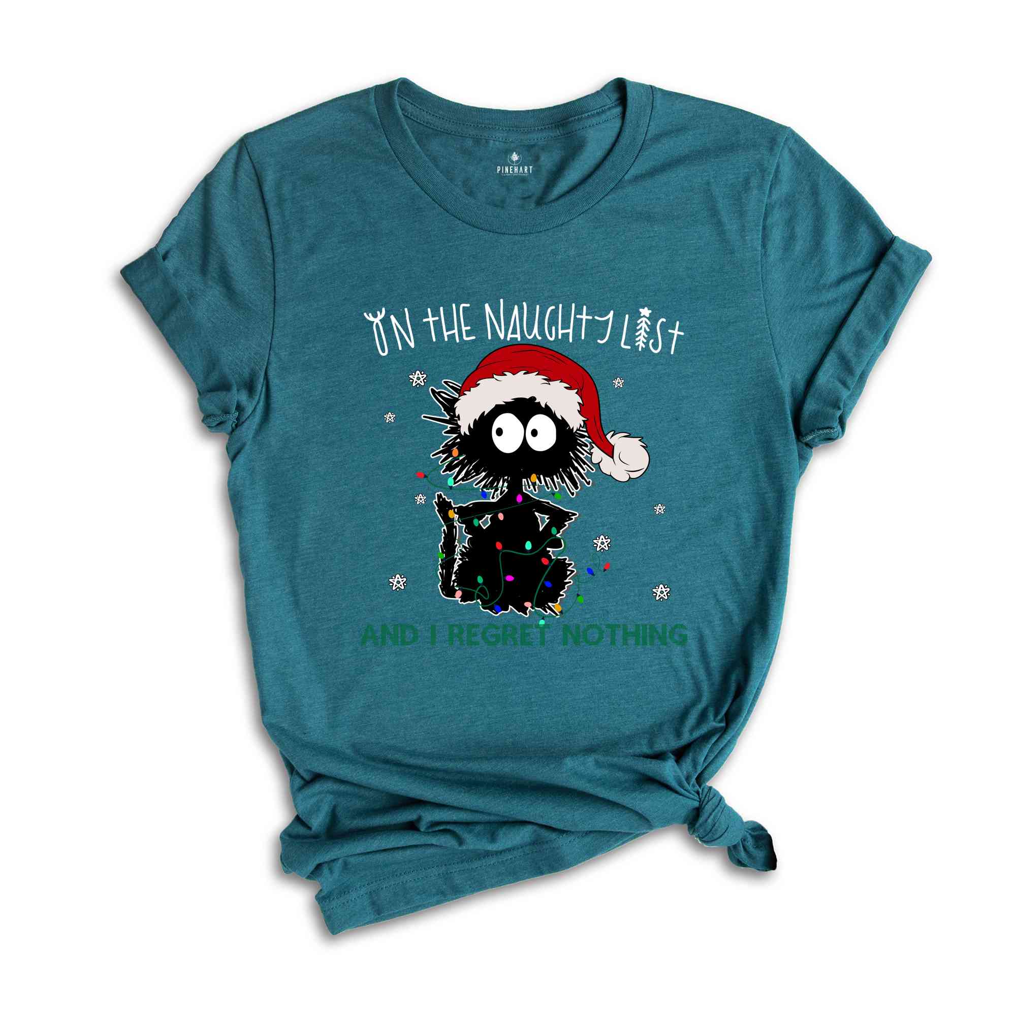 On The Naughty List And I Regret Nothing Shirt, Funny Cat Christmas Shirt, Holiday Shirt, Christmas Gift, New Year Shirt, Cat Lover Shirt