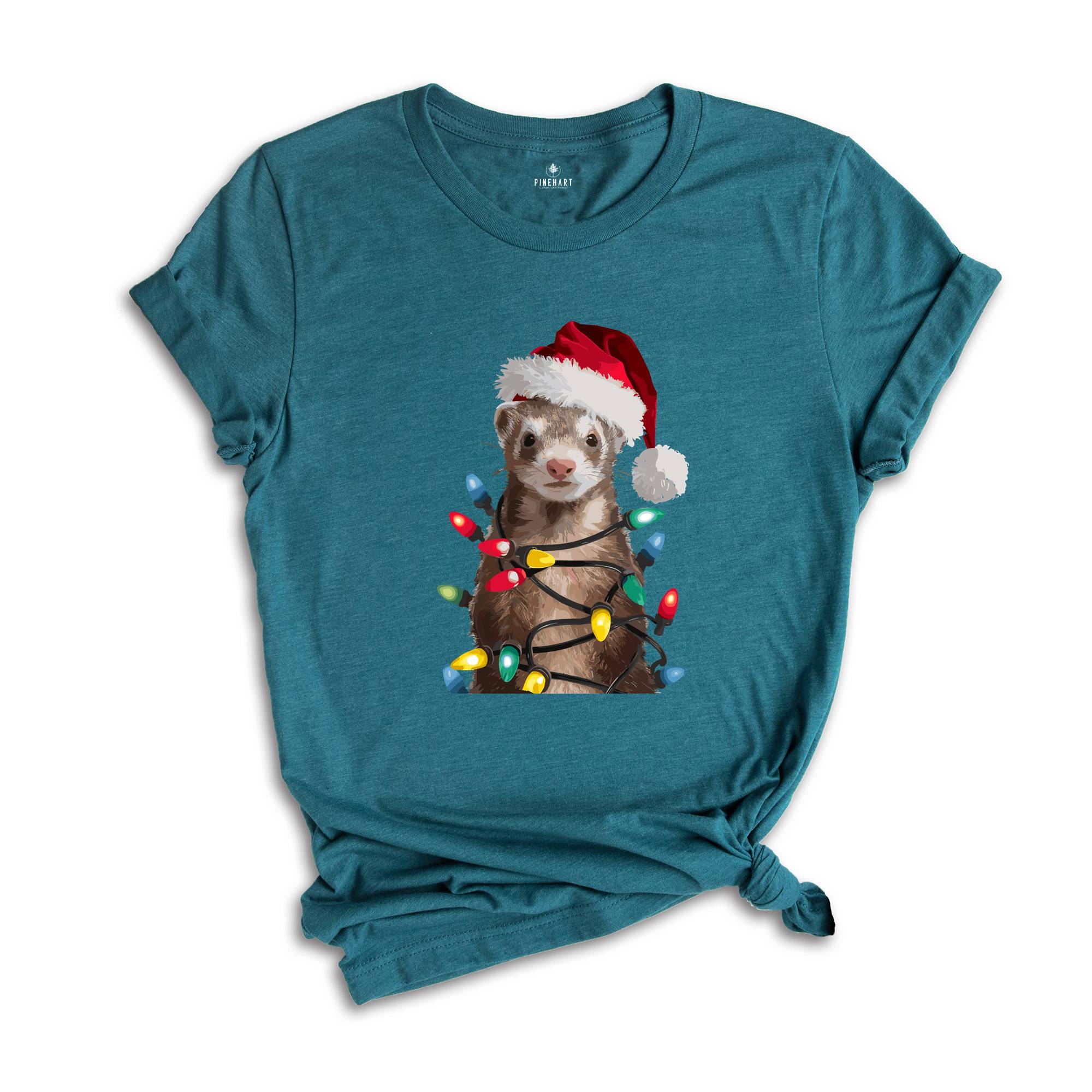 Ferret Christmas Lights Shirt, Funny Christmas T-Shirt, Xmas Party Shirt, Family Christmas Shirt, Holiday Tee, Gift For Christmas