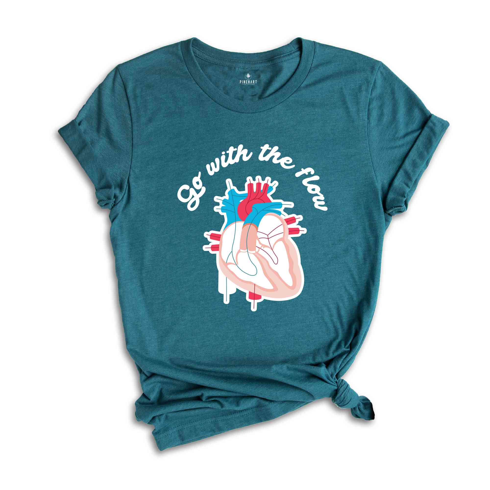 Go With The Flow Heart Shirt, CVICU Cardiac Nurse Shirt, Heart Flow Anatomy Shirt, CVICU Nurse Shirt, Cardiology Shirt, Cardiac Nurse Shirt