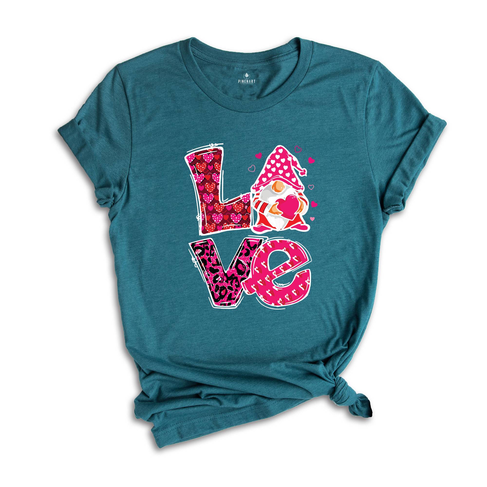 Love Shirt, Love Gnome Shirt, Valentine's Day Shirt, Heart Shirt, Love Heart Shirt, Valentines Gift, Heart Gnome Shirt, Hearts Shirt