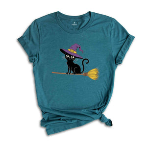 Black Cat Halloween Shirt, Witch Cat Shirt, Halloween Shirt, Gift For Halloween, Halloween Cat Shirt, Funny Cat Shirt, Cat Lovers Shirt