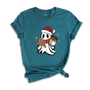 Cute Christmas Ghost With Coffee Shirt, Coffe Lover Christmas Shirt, Ghost Shirt, Cute Christmas Shirt, Christmas Gift, Coffee Shirt