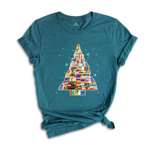 Christmas Tree Made of Books Shirt, Book Lovers Christmas, Bookworm Xmas Shirt, Gift for Book Lover, Book Tree Shirt