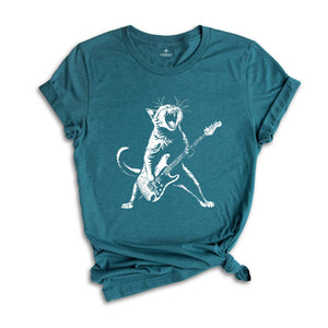 Cat Guitar Shirt, Music Shirt, Guitar Shirt, Cat Shirt, Cat Lover Shirt, Guitar Lover Shirt, Funny Cat Shirt, Cat Music Shirt, Cool Cat Tee