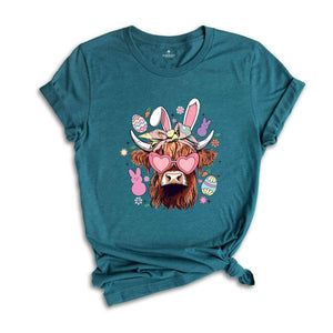 Easter Highland Cow Shirt, Highland Cow Shirt, Happy Easter Shirt, Happy Easter Day, Cute Bunny Shirt, Easter Peeps Shirt, Easter Girl Tee