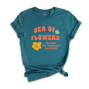 Sea of flowers shirt, Flowers Cute Girl, plant mom shirt, gift for plant moms, botanical tee, floral vibes tee