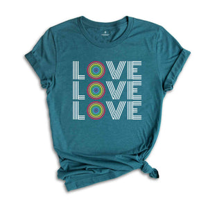 Pride Love Shirt, Retro Gay Pride Shirt, Love Is Love Shirt, LGBTQ Pride Shirt, Lesbian Shirt, Bi Pride Shirt, Gay Ally Shirt, Rainbow Shirt