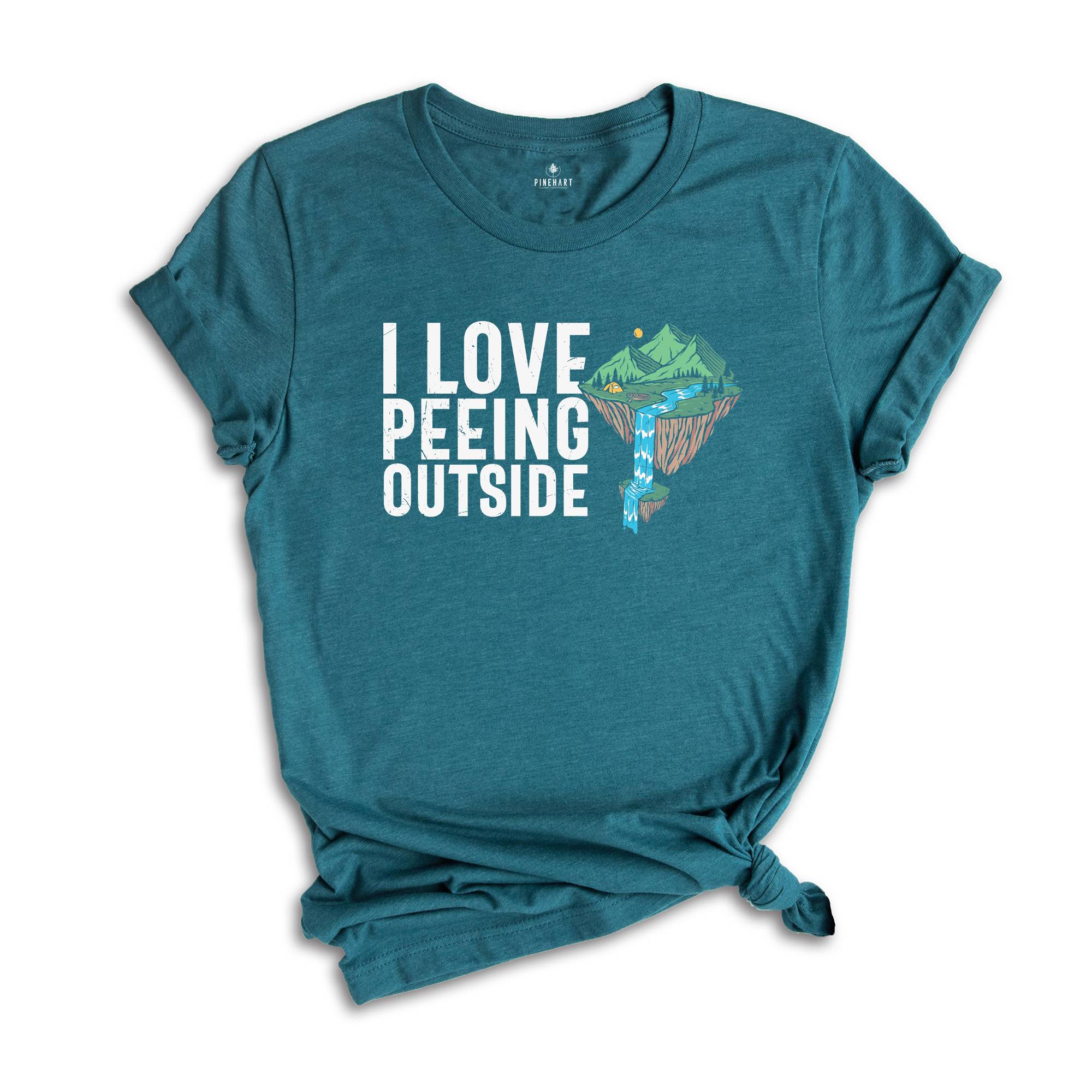 I Love Peeing Outside Camping Shirt, Funny Camping T-Shirt, Peeing In The Bushes Shirt, Camping Scene Tee