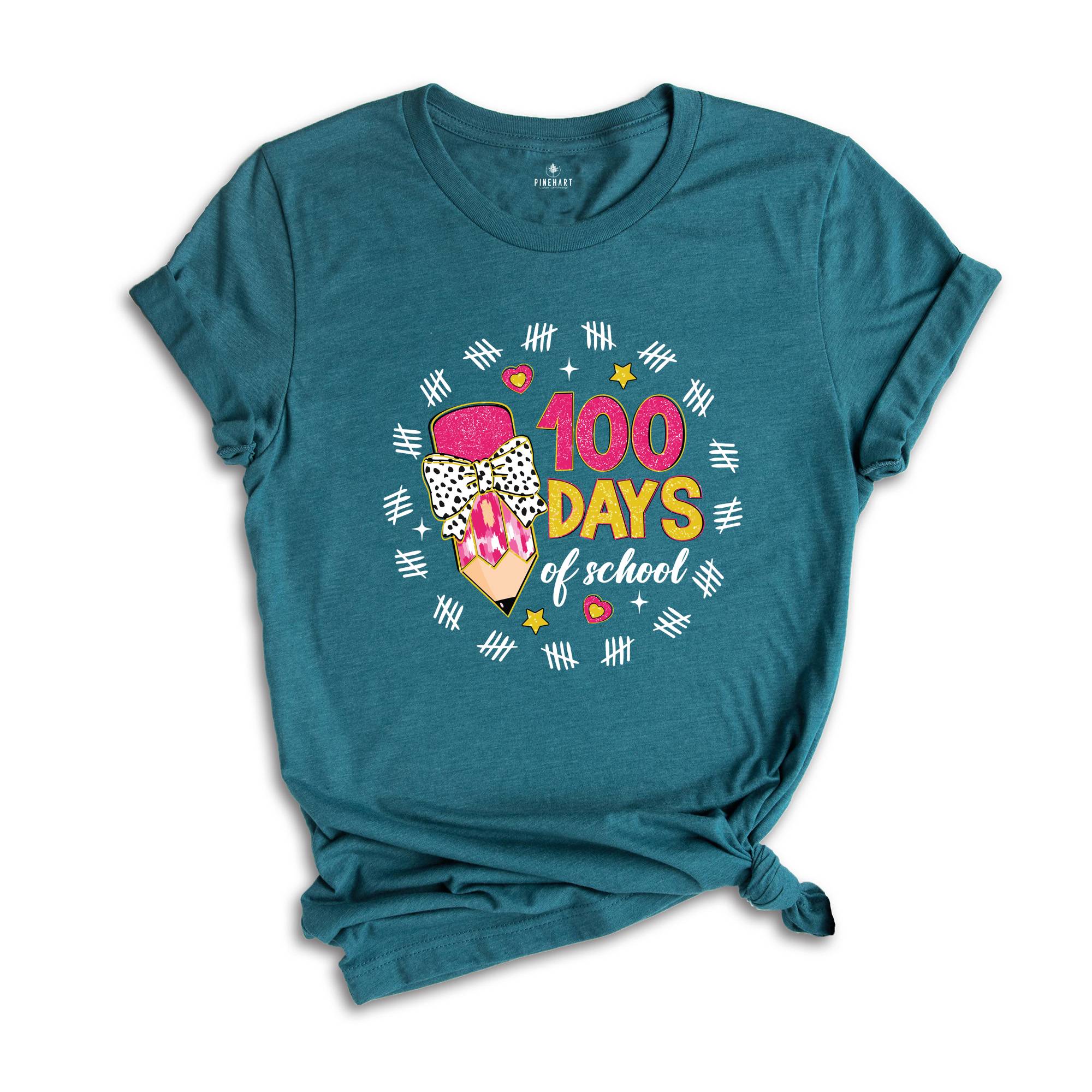 100 Days Of School Shirt, Retro Teacher Shirt, Teacher Shirt, 100 Days Shirt, Counting Teacher Shirt, Pencil Teacher Shirt, 100 Days Gift