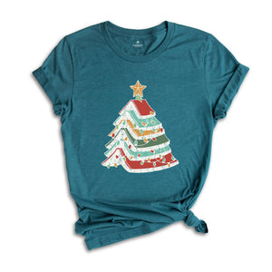 Christmas Books Tree Shirt, Bookish Christmas Shirt, Teacher Christmas Tee, Christmas Book Lover Shirt, Holiday Teacher Gifts