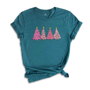 Pink Christmas Tree Shirt, Xmas Trees Shirt, Gift for Christmas, Cute Christmas Shirt, Christmas Party Tee