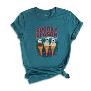 Spooky Season Tastes Like Halloween Shirt, Funny Halloween Shirt, Ghost Shirt, Halloween Gift, Retro Fall Shirt, Ice Cream Lover Gift