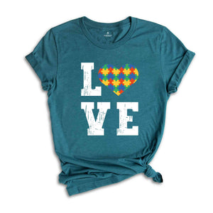 Love Puzzles Autism T-Shirt, Autism Awareness Shirt, Accept Understand Love Shirt, Autism Teacher Shirt, Autism Puzzle Pieces