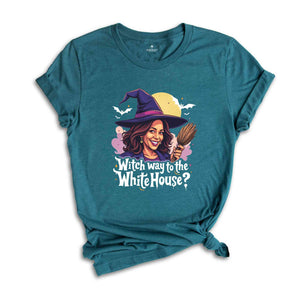 Witch Way To The White House Shirt, US Elections 2024 Tee, Kamala Harris Halloween Shirt, Halloween Gifts For Democrats