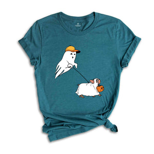 Ghost With Puppy Halloween Shirt, Ghost Halloween Shirt, Puppy Halloween Shirt, Halloween Shirt, Dog Shirt, Ghost Shirt, Funny Halloween Tee