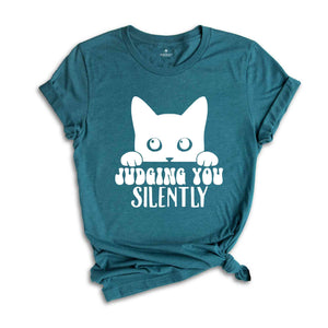 Judging You Silently T-Shirt, Cute Cat Shirt, Cat Peeking T-Shirt, Cat Lovers Shirt, Funny Cat Apparel