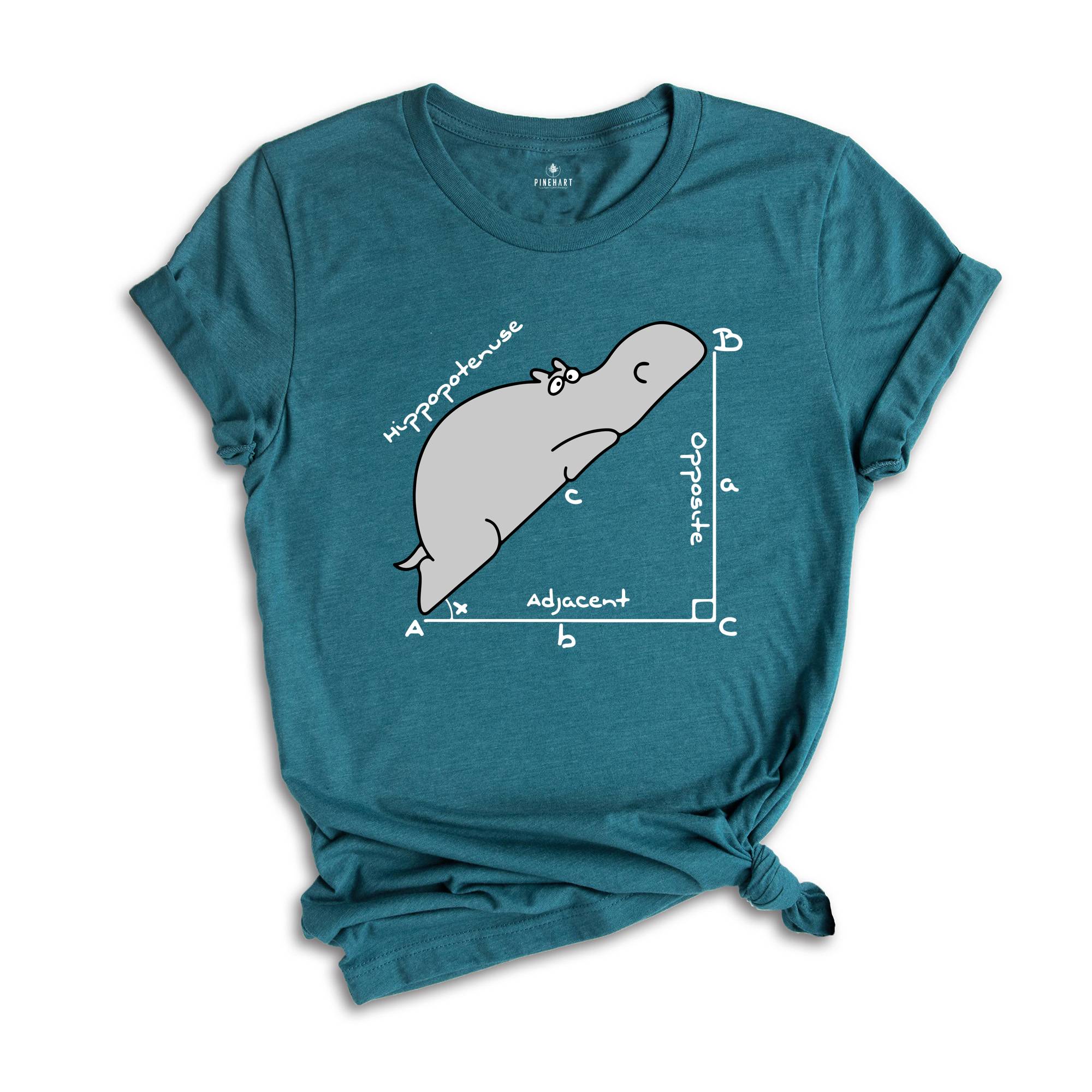 Funny Hippopotenuse Shirt, Geometry Teacher Gift, Funny Math T-Shirt, Teacher Shirt, Math Teacher Shirt, Hippopotamus Tee