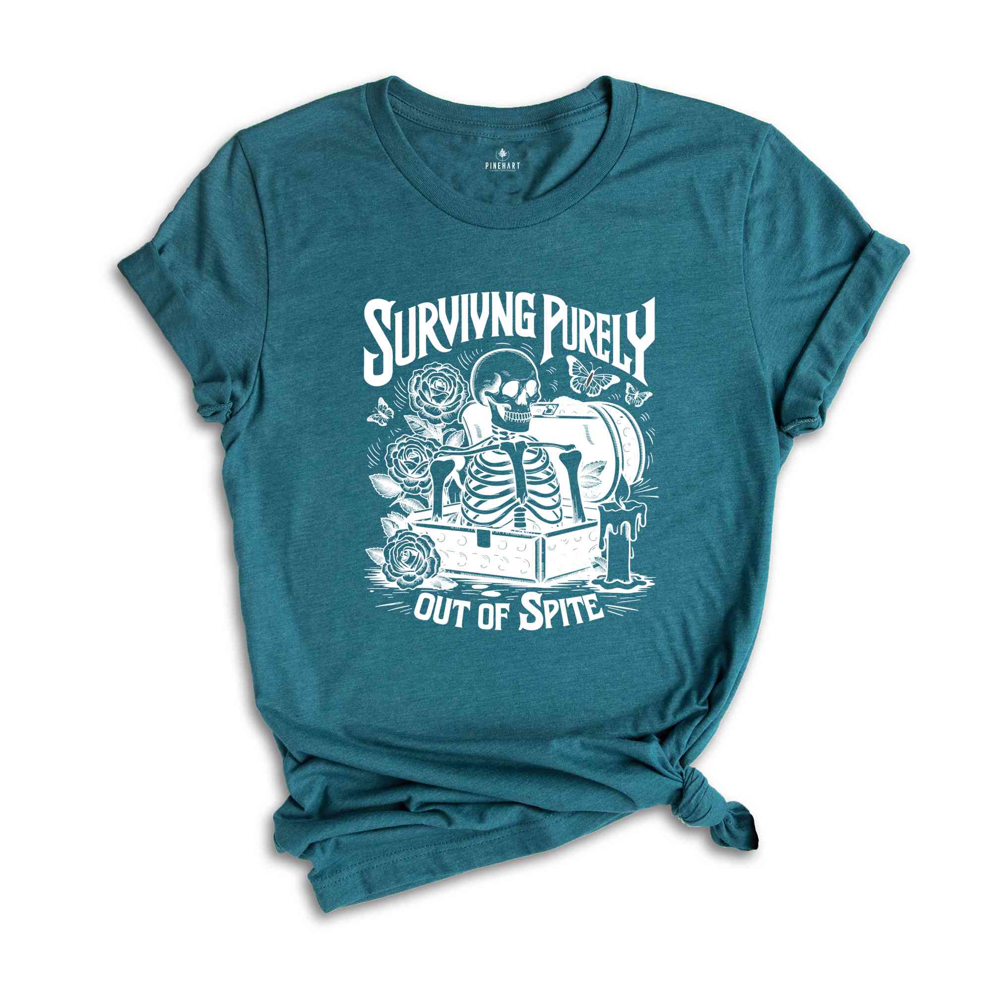 Surviving Purely Out Of Spite Shirt, Funny Goth Skeleton Shirt, Boho Tshirt, Funny Meme Shirt, Gothic Shirt, Halloween Shirt