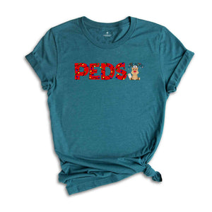 Christmas PEDS Shirt, Christmas Pediatrics T-Shirt, Peds Crew Tee, Christmas Pediatric Nurse Gift, Christmas Tee