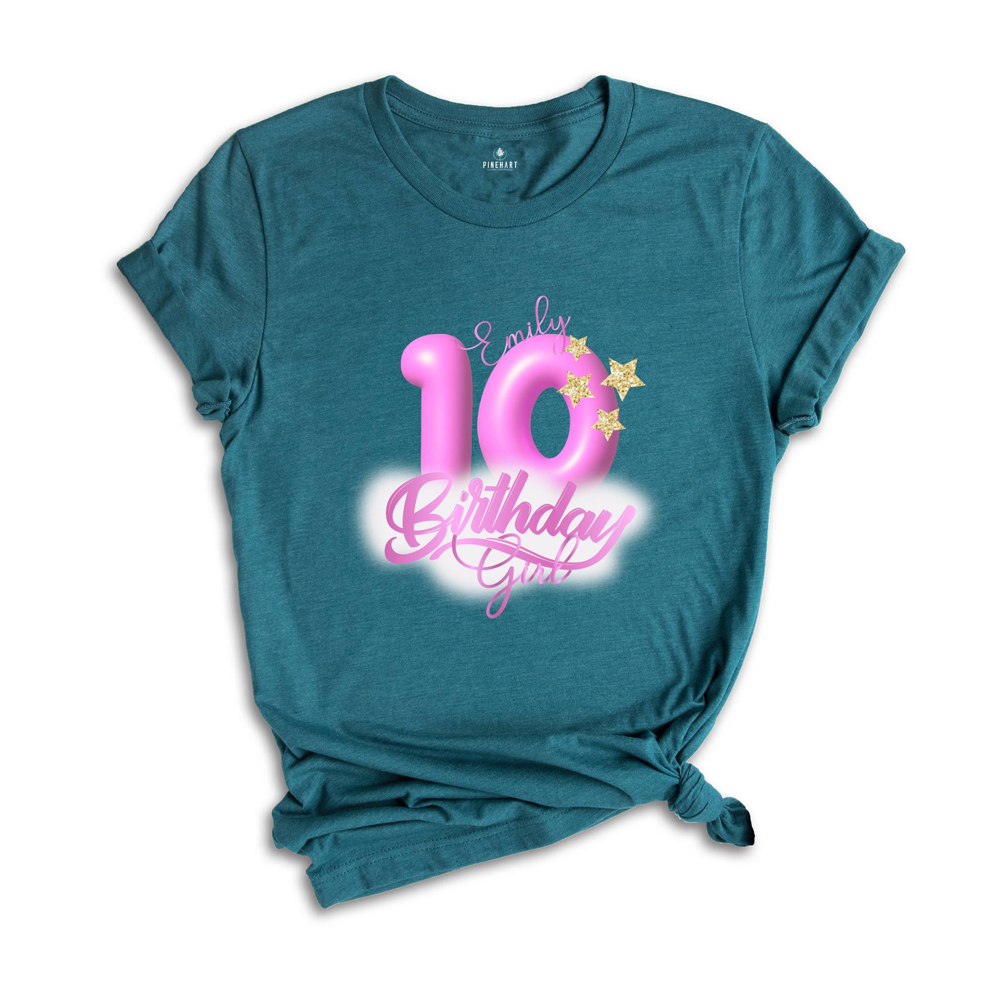 Personalized Birthday Girl T-shirt, Crown 10th Birthday Shirt, Custom Birthday Party, Kids Toddler Youth and Adult Shirt, 10th Birthday Tees