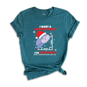 I Want A Hippopotenuse For Christmas T-Shirt, Funny Geometry Tee, Christmas Math Shirt, Christmas Math Teacher Gift